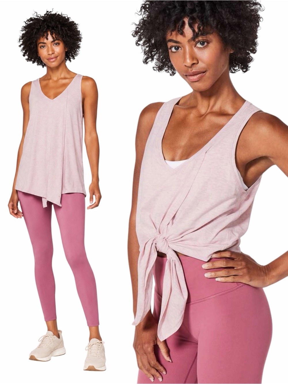 Lululemon – Knot A Problem Tank Heathered Petals Pink Pima Cotton Top – Sz. 4